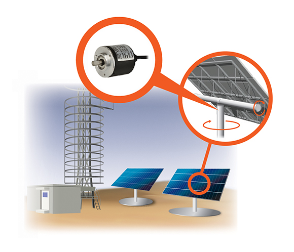 태양 이동 위치에 맞춰 전지판의 회전 각도를 제어하는 마그네틱 로터리 엔코더 MGA50S 시리즈
