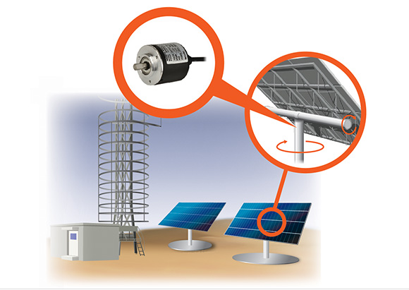 태양 이동 위치에 맞춰 전지판의 회전 각도를 제어하는 마그네틱 로터리 엔코더 MGAM50S 시리즈